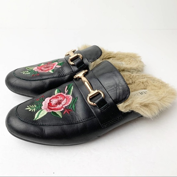 Steve Madden Black Floral Smoking Flat Mule SZ 6.5 Jill - Picture 3 of 7